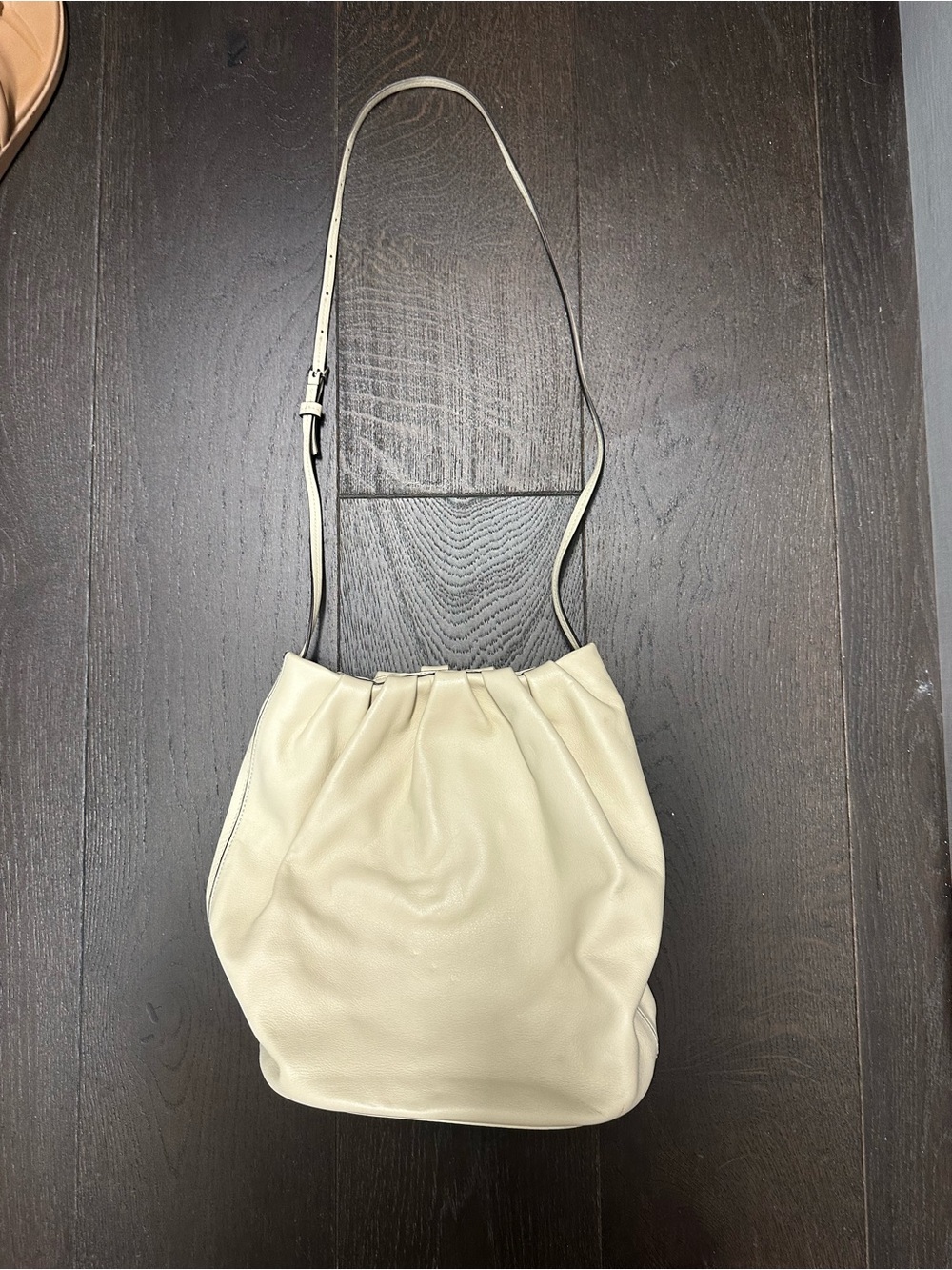 Staud Cream Leather Bucket Shoulder Bag